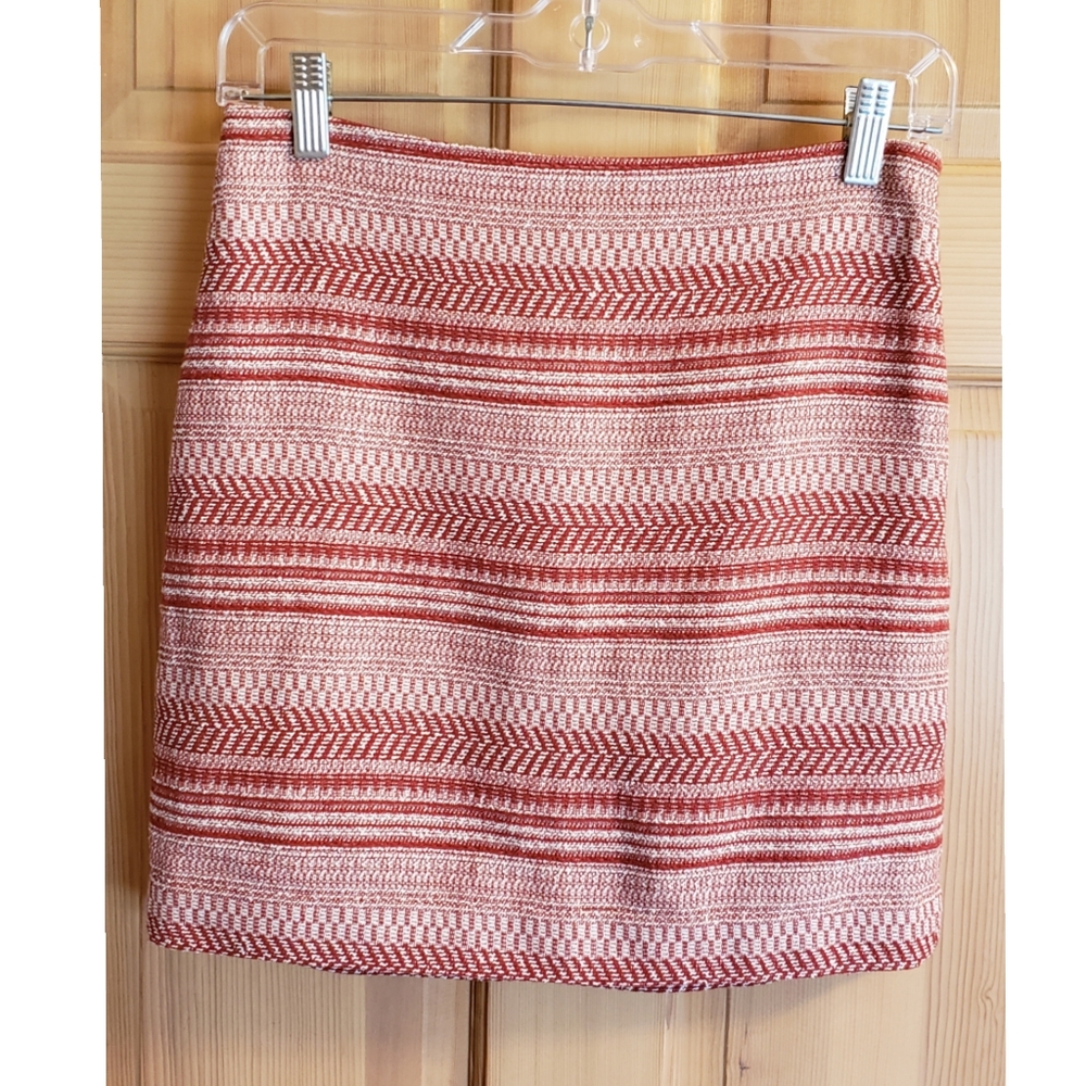 New! BANANA REPUBLIC FACTORY Skirt Size 0 Orange/Cream Lined Mini Women's